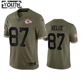 Maillot Kansas City Chiefs Travis Kelce 87 Salute To Service Olive 2022 - Enfant